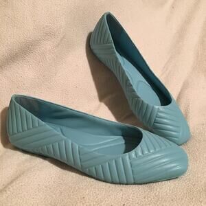 Antonio Melani Woman Shoes Ballet Flats Leather 8M Loafers Slip On Aqua Blue